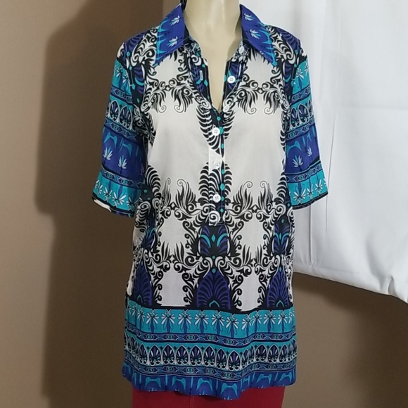KAREN KANE COTTON/ SILK BLOUSE IN MEDIUM - Picture 1 of 9